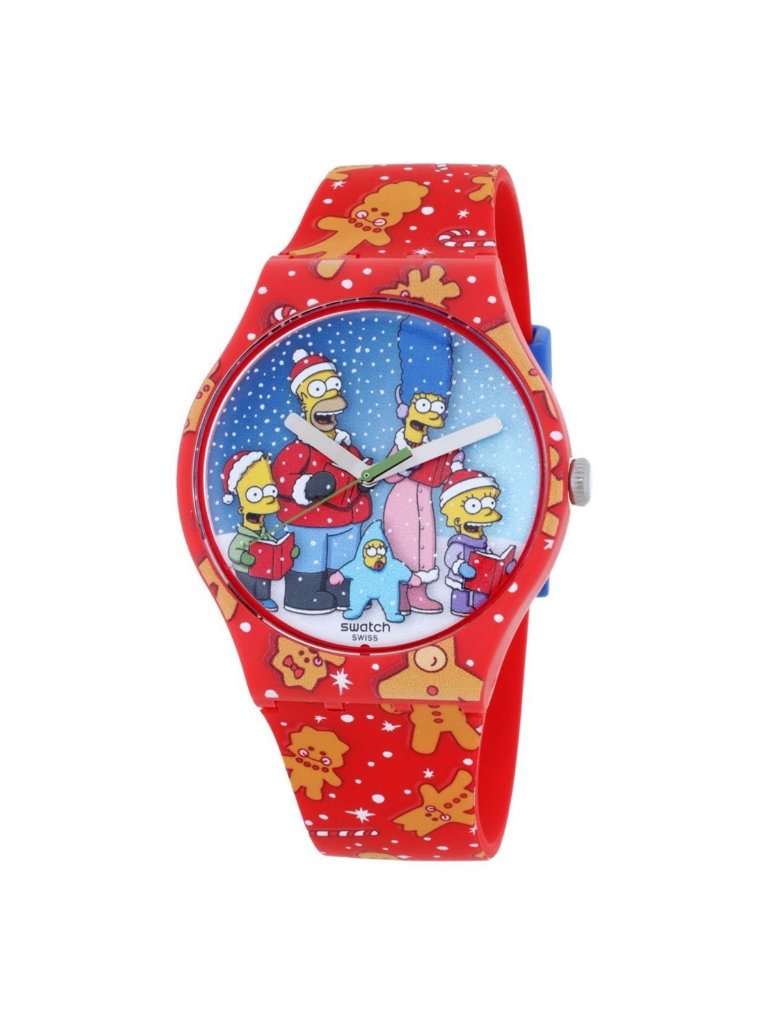 Nwt Swatch The Simpsons Collection Wondrous Winter Wonderland Quartz Blue Dial W